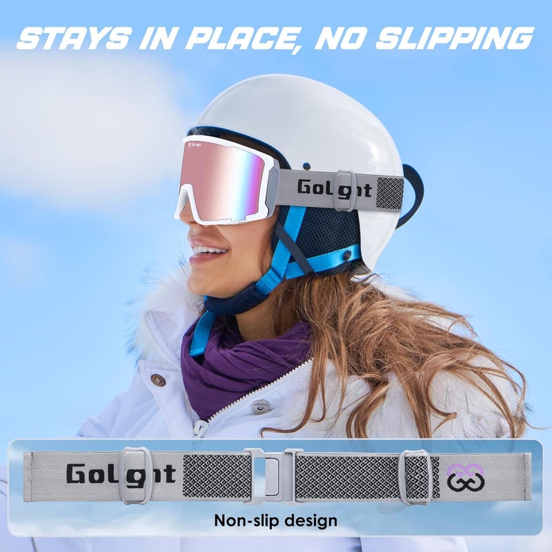 Golight OTG Ski Goggles – Hassle-Free Snow Goggles with Cylindrical REVO Lens, Anti-Fog Double Lens, UV400 & Comfortable Fit - Image 3